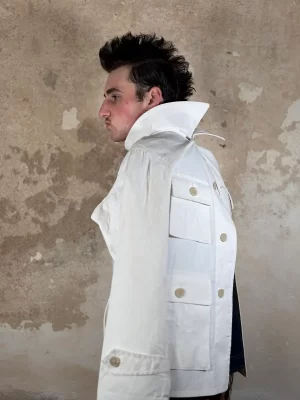 White stiff jacket