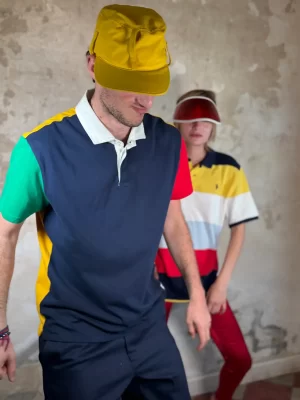 Color block short-sleeved polo