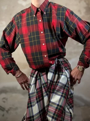 red & green checked shirt