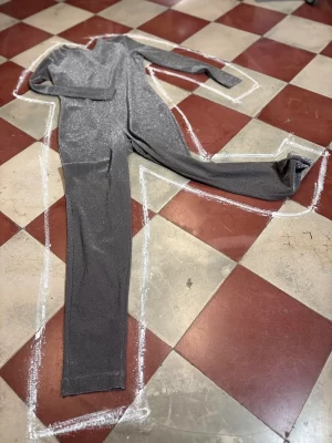 Silver lurex jumpsuit with a sash