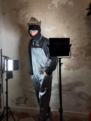 Silver-painted overall