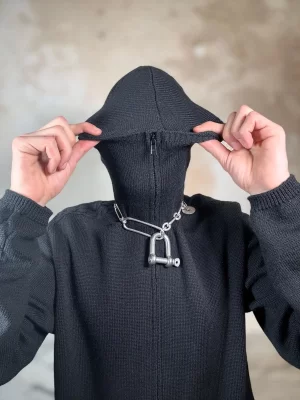 Black hooded sweater