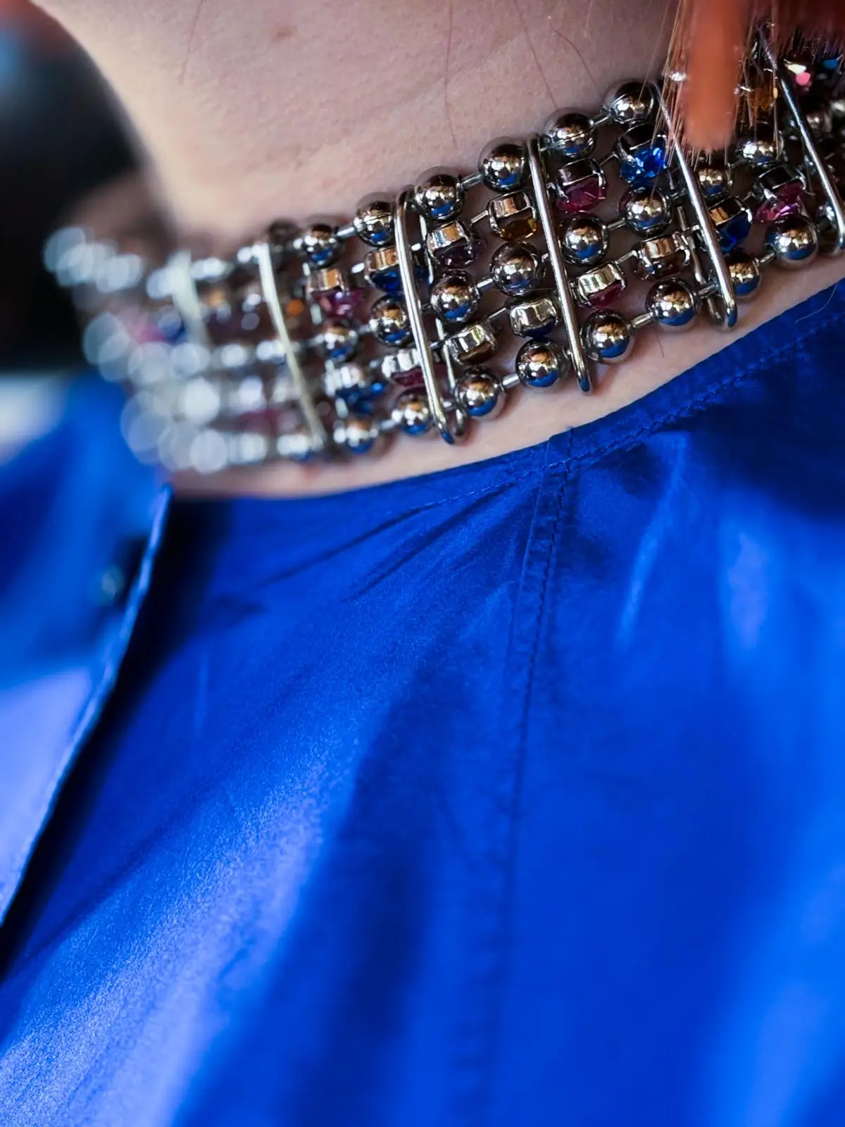AC0069_3 Wide choker with colorful Swarovski crystals by Premiere Etage Paris
