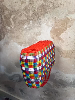 Multicolored plastic handbag