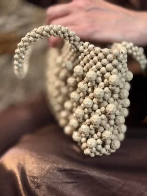 beige beaded handbag