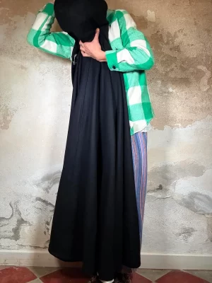 Black wool cape with a hood